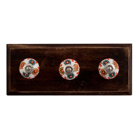 Sea Green Mustard Sunflower Ceramic Wooden Hooks